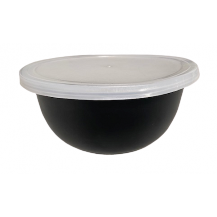 VOERBAK KOM + DEKSEL MAT ZWART 21cm
