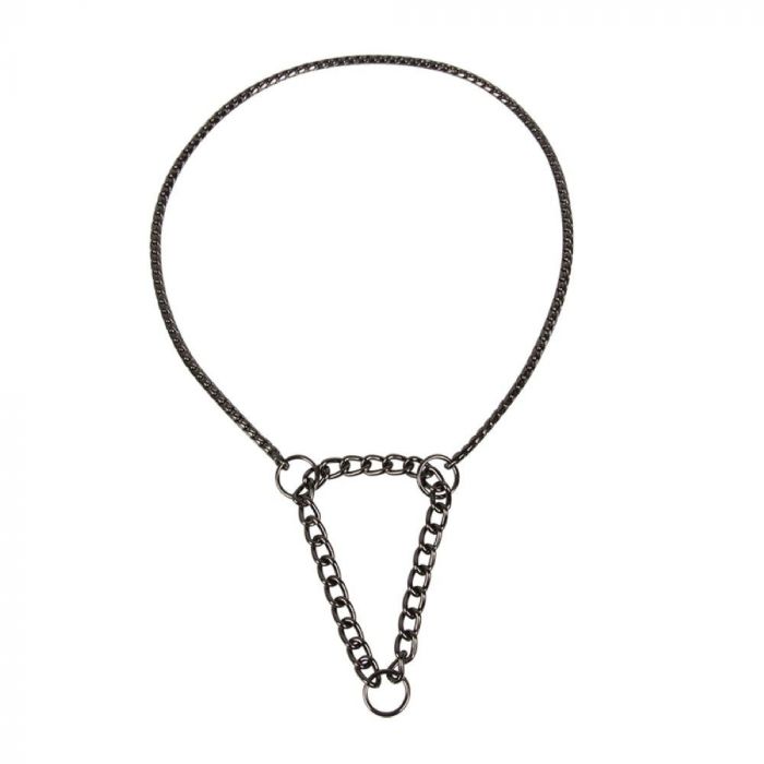 HALSKETTING METAAL SLIP DUBBEL - 45 CM - ANTRACIET