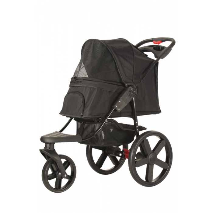 HONDENBUGGY COMFORT ALL TERRAIN - 3 WIELEN - ZWART