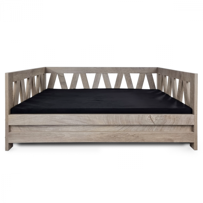 HOUTEN HONDENMAND BALI - 90 X 64 X 38 CM - WEATHERED GREY - INCLUSIEF KUSSEN