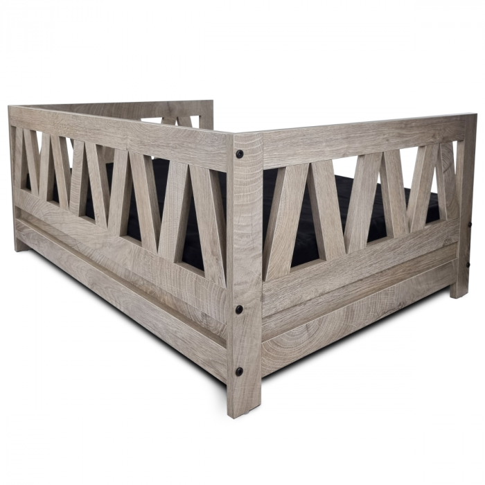 HOUTEN HONDENMAND BALI - 90 X 64 X 38 CM - WEATHERED GREY - INCLUSIEF KUSSEN