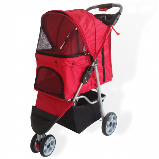 HONDENBUGGY MODERN - ROOD - 3 WIELEN