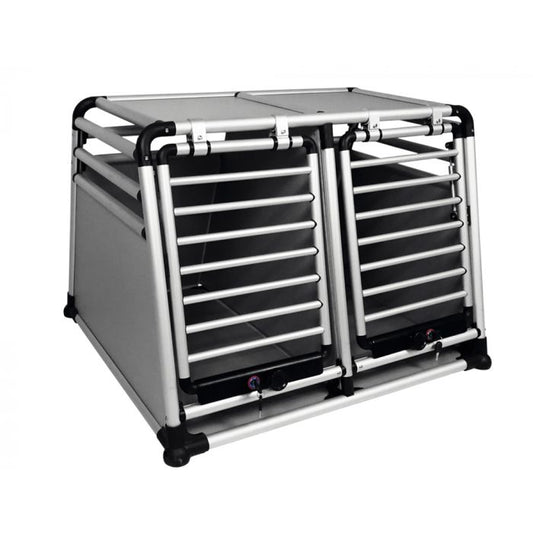 ALUMINIUM TRAVELBOX SUPERIOR - DUBBEL - MET GASVEER EN SLOT - LARGE