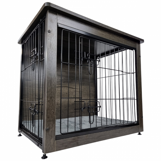 FURNITURE HONDENBENCH - DONKERGRIJS - MET BENCHMAT -  98 x 65 x 68 cm